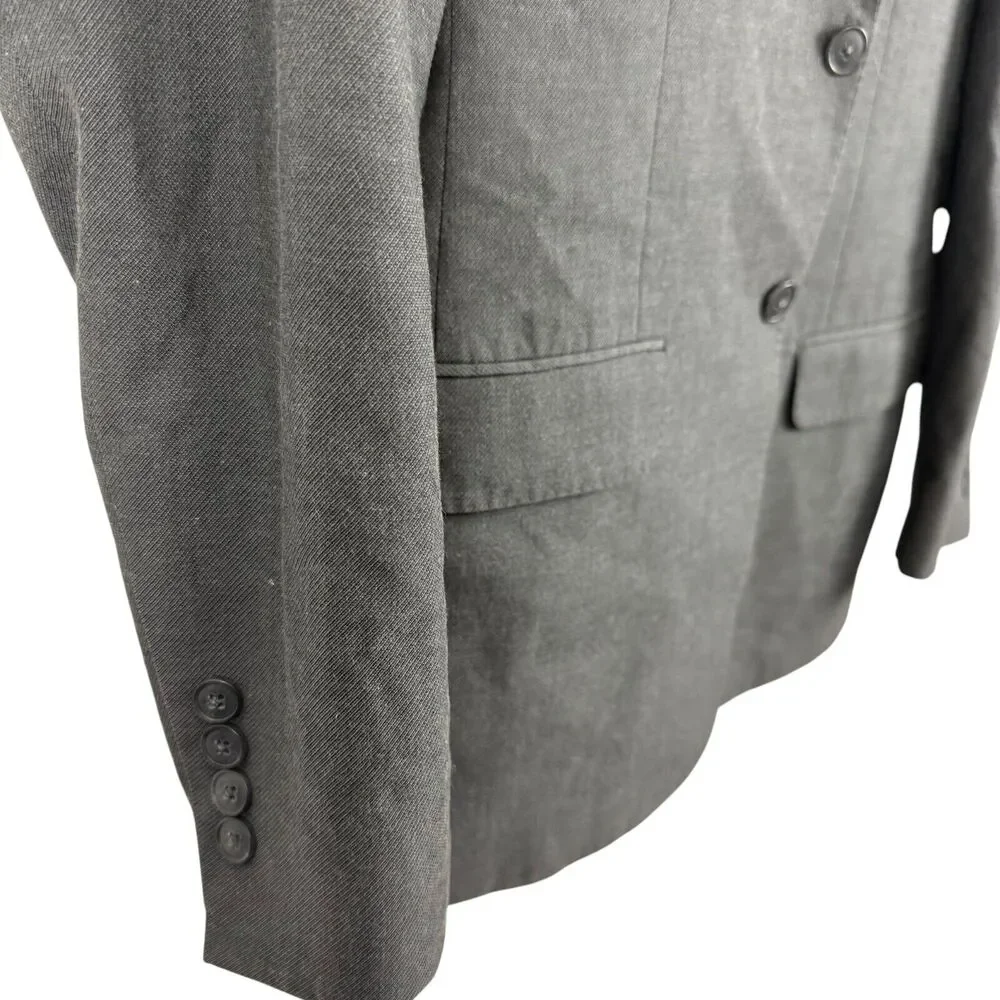 Joseph Jos A Bank Mens Slim Fit Gray Twill Cotton & Wool Suit Jacket Blazer 38 R